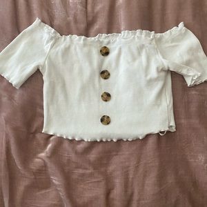 shein off the shoulders top with buttons cropped